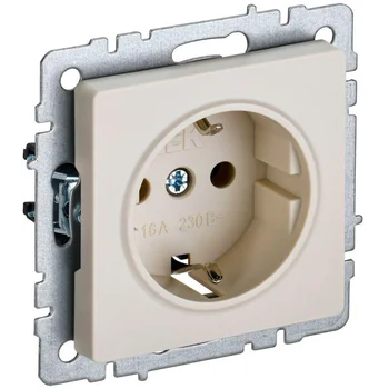 Розетка BRITE РС11-1-0-БрКр 16А с заземл. без защ. шторки беж. IEK BR-R11-16-K10