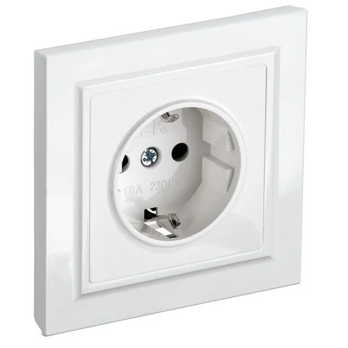 Розетка BRITE РСР14-1-0-БрБ 16А в сборе с заземл. защ. шторки бел. IEK BR-R14-16-K01-F Розетка BRITE РСР14-1-0-БрБ 16А в сборе с заземл. защ. шторки бел. IEK BR-R14-16-K01-F