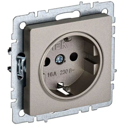 Розетка BRITE РС14-1-0-БрШ 16А с заземл. защ. шторки шампань IEK BR-R14-16-K37 Розетка BRITE РС14-1-0-БрШ 16А с заземл. защ. шторки шампань IEK BR-R14-16-K37