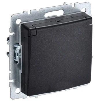 Розетка BRITE РСбш10-3-44-БрЧ 16А IP44 с заземл. защ. шторки с крышкой черн. IEK BR-R16-16-44-K02