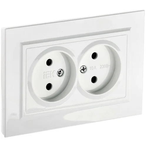 Розетка 2-м СП BRITE РС12-2-БрБ 10А в сборе без заземл. без защ. шторок бел. IEK BR-R20-10-K01-F