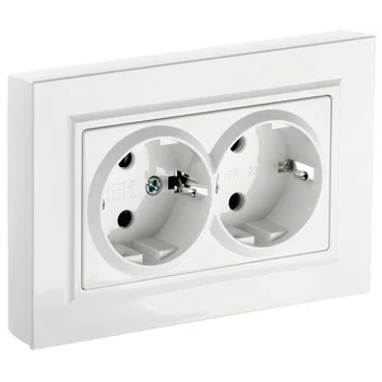 Розетка 2-м СП BRITE РС12-3-БрБ 16А в сборе с заземл. без защ. шторок бел. IEK BR-R21-16-K01-F