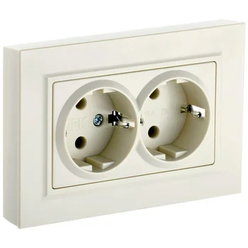 Розетка 2-м СП BRITE РС12-3-БрКр 16А в сборе с заземл. без защ. шторок беж. IEK BR-R21-16-K10-F