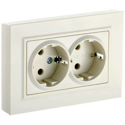 Розетка 2-м СП BRITE РС12-3-БрКр 16А в сборе с заземл. без защ. шторок беж. IEK BR-R21-16-K10-F