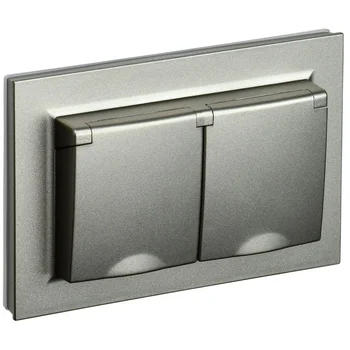 Розетка 2-м СП BRITE РСбш12-3-44-БрШ 16А в сборе IP44 с крышкой шампань IEK BR-R26-16-44-K37-F