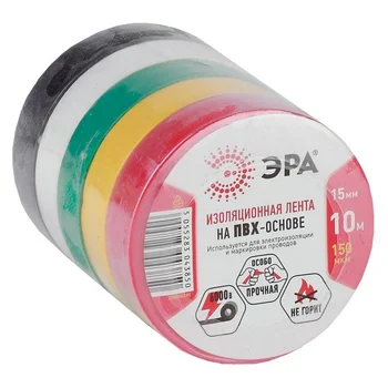 Изолента ПВХ 15ммх10м 5цветов (уп.5шт) ЭРА C0038781 Изолента ПВХ 15ммх10м 5цветов (уп.5шт) ЭРА C0038781