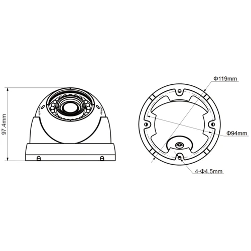 HDCVI купольная камера Dahua DH-HAC-HDW1100RP-VF 720p, 2.7-12мм, ИК до 30м, 12В