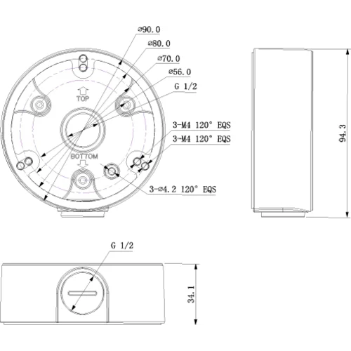 Монтажная коробка для уличных видеокамер DH-PFA135 Монтажная коробка для уличных видеокамер DH-PFA135
