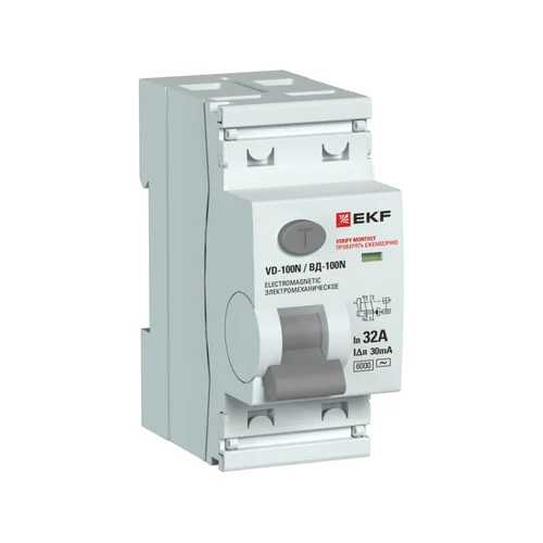 Выключатель дифференциального тока 2п 32А 30мА тип AC 6кА ВД-100N электромех. PROxima EKF E1026M3230