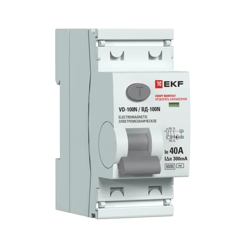 Выключатель дифференциального тока 2п 40А 300мА тип AC 6кА ВД-100N электромех. PROxima EKF E1026M403