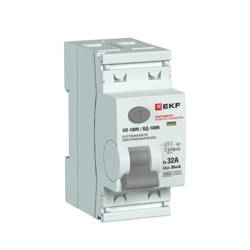 Выключатель дифференциального тока 2п 32А 30мА тип A 6кА ВД-100N электромех. PROxima EKF E1026MA3230