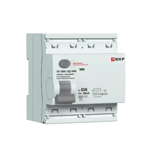 Выключатель дифференциального тока 2п 63А 100мА тип AC 6кА ВД-100N (S) электромех. PROxima EKF E1026 Выключатель дифференциального тока 2п 63А 100мА тип AC 6кА ВД-100N (S) электромех. PROxima EKF E1026