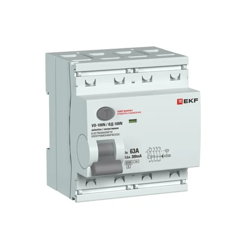 Выключатель дифференциального тока 2п 63А 300мА тип AC 6кА ВД-100N (S) электромех. PROxima EKF E1026