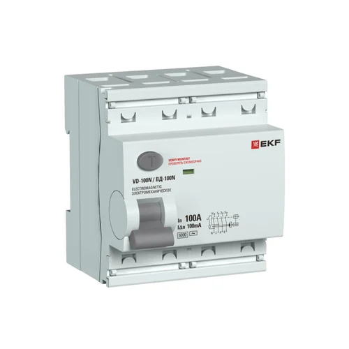 Выключатель дифференциального тока 4п 100А 100мА тип AC 6кА ВД-100N электромех. PROxima EKF E1046M10