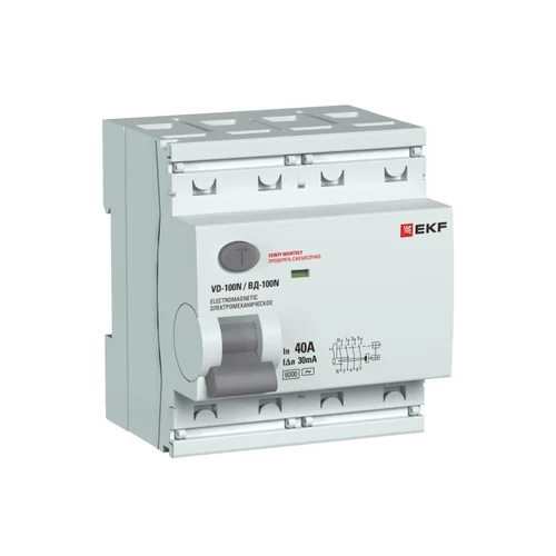 Выключатель дифференциального тока 4п 40А 30мА тип AC 6кА ВД-100N электромех. PROxima EKF E1046M4030
