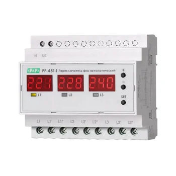 Переключатель фаз автоматический PF-451-1 (2 режима работы: с или без приоритетной фазы. Порог перек Переключатель фаз автоматический PF-451-1 (2 режима работы: с или без приоритетной фазы. Порог перек