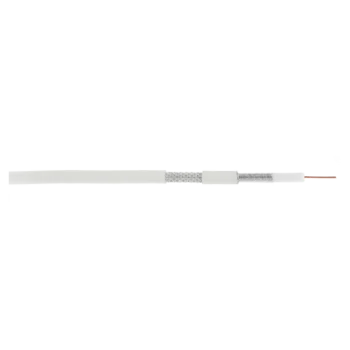 Кабель NETLAN коаксиальный, RG-6 (75 Ом), одножильный, CCS (омедненная сталь), внутренний, PVC нг(A), белый, 100м