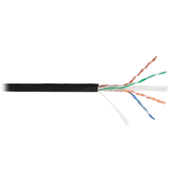Кабель NETLAN U/UTP 4 пары, Кат.6 (Класс E), 250МГц, одножильный, BC (чистая медь), внешний, PE до -40C, черный, 305м