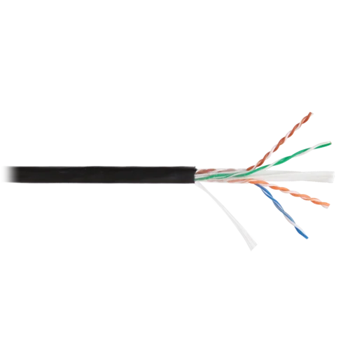 Кабель NETLAN U/UTP 4 пары, Кат.6 (Класс E), 250МГц, одножильный, BC (чистая медь), внешний, PE до -40C, черный, 305м