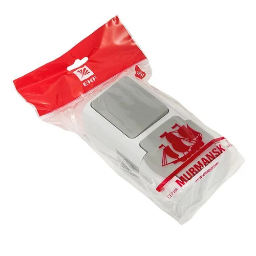 Блок ОП розетка 1-м 16А с заземл. с крышкой+выключатель 1-кл. Мурманск IP54 сер. EKF EFRV16-050-30-5