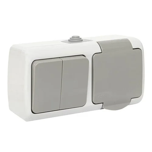 Блок ОП розетка 1-м 16А с заземл. с крышкой+выключатель 2-кл. Мурманск IP54 сер. EKF EFRV16-052-30-5 Блок ОП розетка 1-м 16А с заземл. с крышкой+выключатель 2-кл. Мурманск IP54 сер. EKF EFRV16-052-30-5