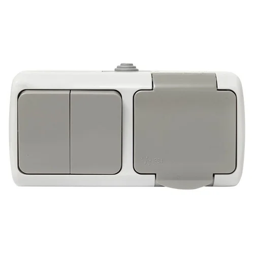 Блок ОП розетка 1-м 16А с заземл. с крышкой+выключатель 2-кл. Мурманск IP54 сер. EKF EFRV16-052-30-5 Блок ОП розетка 1-м 16А с заземл. с крышкой+выключатель 2-кл. Мурманск IP54 сер. EKF EFRV16-052-30-5