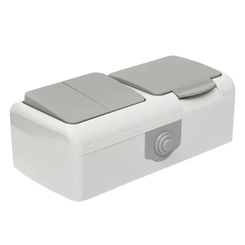 Блок ОП розетка 1-м 16А с заземл. с крышкой+выключатель 2-кл. Мурманск IP54 сер. EKF EFRV16-052-30-5 Блок ОП розетка 1-м 16А с заземл. с крышкой+выключатель 2-кл. Мурманск IP54 сер. EKF EFRV16-052-30-5