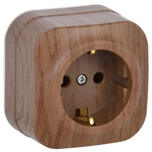 Розетка 1-м ОП GLORY РС20-3-ХД 16А с заземл. дуб IEK ERH11-K24-16 Розетка 1-м ОП GLORY РС20-3-ХД 16А с заземл. дуб IEK ERH11-K24-16