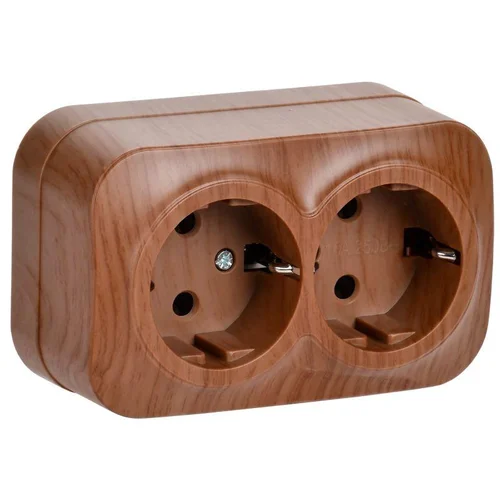 Розетка 2-м ОП GLORY РС22-3-ХД 16А с заземл. дуб IEK ERH21-K24-16