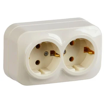 Розетка 2-м ОП GLORY РС22-3-ХК 16А с заземл. крем. IEK ERH21-K33-16 Розетка 2-м ОП GLORY РС22-3-ХК 16А с заземл. крем. IEK ERH21-K33-16