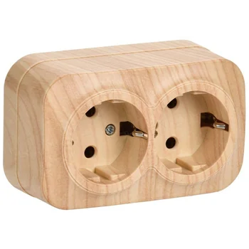 Розетка 2-м ОП GLORY РС22-3-ХС 16А с заземл. сосна IEK ERH21-K34-16 Розетка 2-м ОП GLORY РС22-3-ХС 16А с заземл. сосна IEK ERH21-K34-16