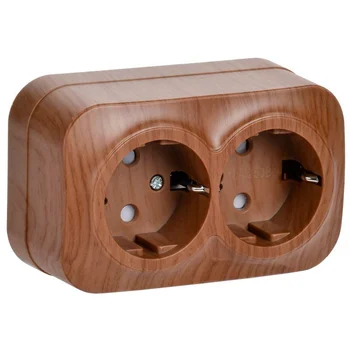 Розетка 2-м ОП GLORY РСш22-3-ХД 16А с заземл. защ. шторки дуб IEK ERH24-K24-16 Розетка 2-м ОП GLORY РСш22-3-ХД 16А с заземл. защ. шторки дуб IEK ERH24-K24-16