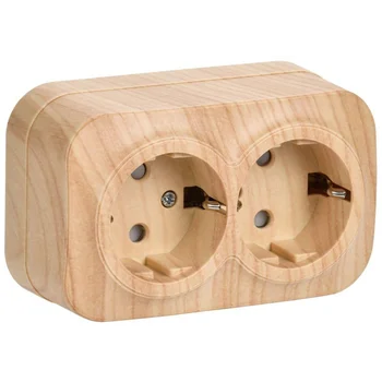 Розетка 2-м ОП GLORY РСш22-3-ХС 16А с заземл. защ. шторки сосна IEK ERH24-K34-16 Розетка 2-м ОП GLORY РСш22-3-ХС 16А с заземл. защ. шторки сосна IEK ERH24-K34-16