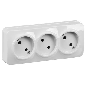 Розетка 3-м ОП GLORY РС23-2-ХБ 10А без заземл. бел. IEK ERH30-K01-10 Розетка 3-м ОП GLORY РС23-2-ХБ 10А без заземл. бел. IEK ERH30-K01-10