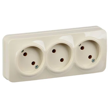 Розетка 3-м ОП GLORY РС23-2-ХК 10А без заземл. крем. IEK ERH30-K33-10 Розетка 3-м ОП GLORY РС23-2-ХК 10А без заземл. крем. IEK ERH30-K33-10