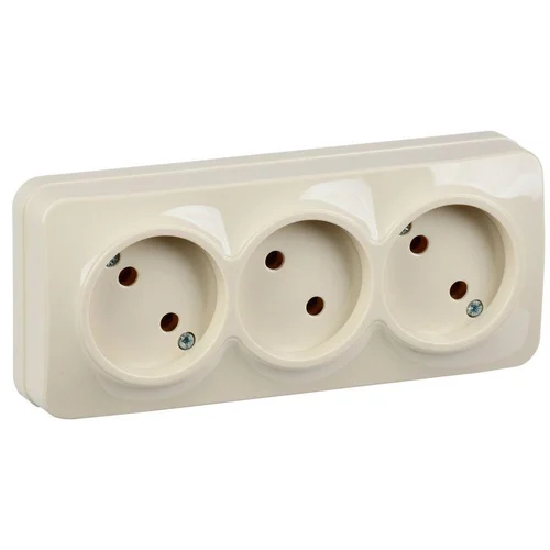 Розетка 3-м ОП GLORY РС23-2-ХК 10А без заземл. крем. IEK ERH30-K33-10 Розетка 3-м ОП GLORY РС23-2-ХК 10А без заземл. крем. IEK ERH30-K33-10