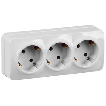 Розетка 3-м ОП GLORY РС23-3-ХБ 16А с заземл. бел. IEK ERH31-K01-16 Розетка 3-м ОП GLORY РС23-3-ХБ 16А с заземл. бел. IEK ERH31-K01-16