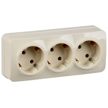 Розетка 3-м ОП GLORY РС23-3-ХК 16А с заземл. крем. IEK ERH31-K33-16 Розетка 3-м ОП GLORY РС23-3-ХК 16А с заземл. крем. IEK ERH31-K33-16