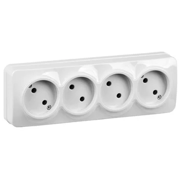 Розетка 4-м ОП GLORY РС24-2-ХБ 10А без заземл. бел. IEK ERH40-K01-10 Розетка 4-м ОП GLORY РС24-2-ХБ 10А без заземл. бел. IEK ERH40-K01-10