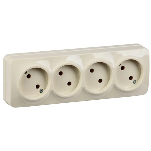 Розетка 4-м ОП GLORY РС24-2-ХК 10А без заземл. крем. IEK ERH40-K33-10 Розетка 4-м ОП GLORY РС24-2-ХК 10А без заземл. крем. IEK ERH40-K33-10