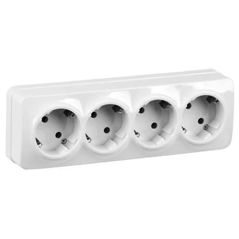 Розетка 4-м ОП GLORY РС24-3-ХБ 16А с заземл. бел. IEK ERH41-K01-16 Розетка 4-м ОП GLORY РС24-3-ХБ 16А с заземл. бел. IEK ERH41-K01-16
