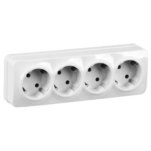 Розетка 4-м ОП GLORY РС24-3-ХБ 16А с заземл. бел. IEK ERH41-K01-16