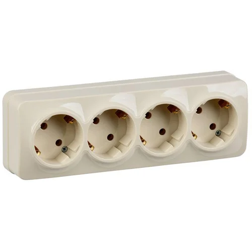 Розетка 4-м ОП GLORY РС24-3-ХК 16А с заземл. крем. IEK ERH41-K33-16 Розетка 4-м ОП GLORY РС24-3-ХК 16А с заземл. крем. IEK ERH41-K33-16