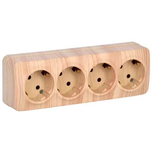 Розетка 4-м ОП GLORY РС24-3-ХС 16А с заземл. сосна IEK ERH41-K34-16