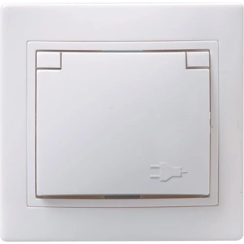 Розетка 1-м СП Кварта РСбш10-3-КБ 16А IP20 с заземл. защ. шторки с крышкой бел. IEK ERK12-K01-16-DM