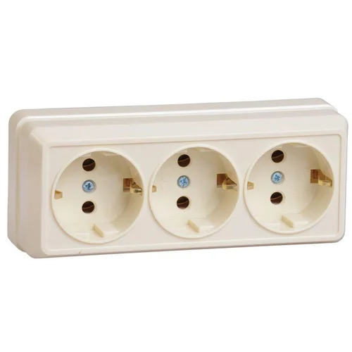 Розетка 3-м ОП Октава РС23-3-ОК 16А IP20 с заземл. крем. IEK ERO31-K33-16-DC