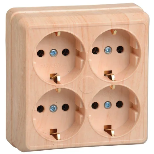 Розетка 4-м ОП Октава РС24-3-ОС 16А IP20 с заземл. сосна IEK ERO41-K03-16-DC