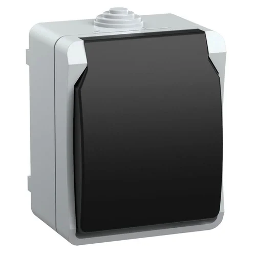 Розетка 1-м ОП Форс РСб20-3-ФСр 16А IP54 с заземл. с крышкой сер. IEK ERS12-K03-16-54-DC