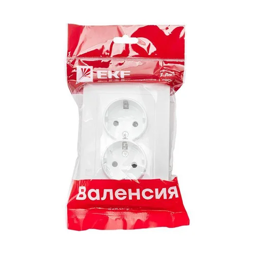 Розетка 2-м СП Валенсия 16А IP20 с заземл. защ. шторки бел. PROxima EKF EWR16-128-10 Розетка 2-м СП Валенсия 16А IP20 с заземл. защ. шторки бел. PROxima EKF EWR16-128-10