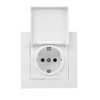 Розетка 1-м СП Валенсия 16А IP44 с заземл. защ. шторки с крышкой бел. PROxima EKF EWV10-124-10